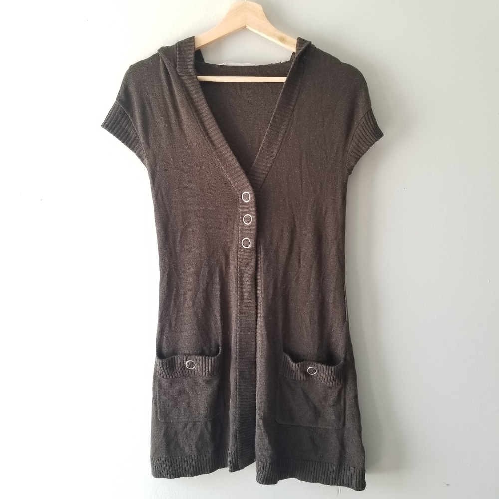 Athleta Hooded Short Sleeve Vast Cardigan Sweater